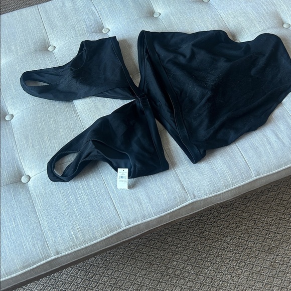 NWT Aerie Black Ribbed Cutout Monokini Swimsuit Bathing Suit Sexy Swim - Picture 7 of 7